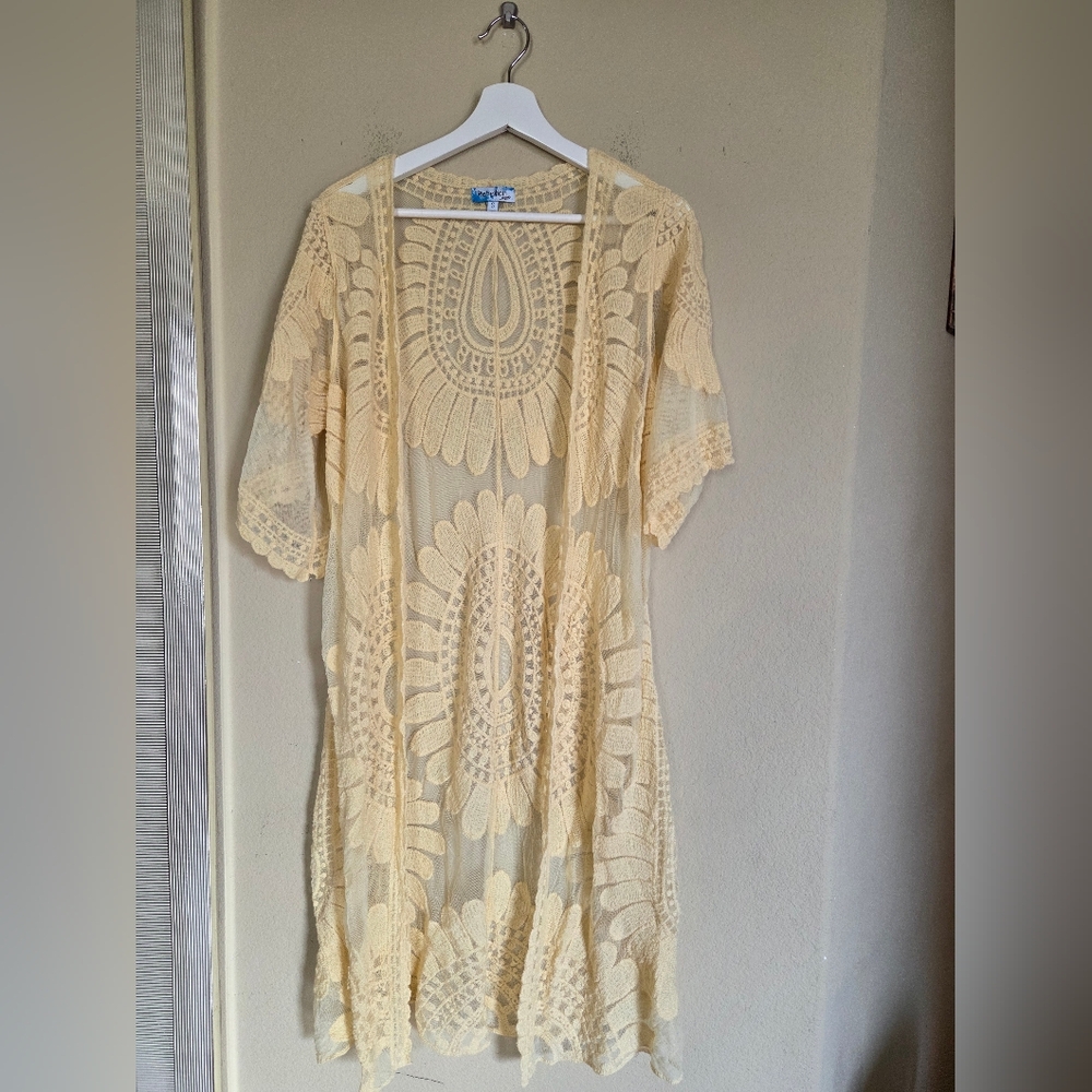 Butter Yellow Boho Lace Kimono Bohemian